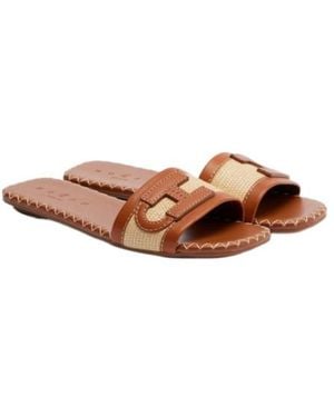 Hogan Comfortable Slide Sandals - Brown