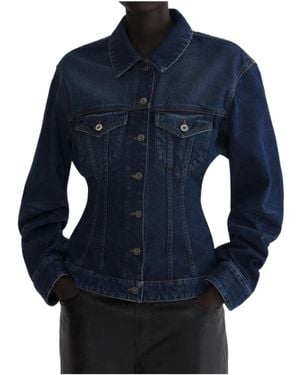 Mugler Hourglass Round Denim Jacket - Blue