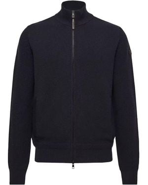 Moncler Logo Patch Zip-Up Cardigan - Blue