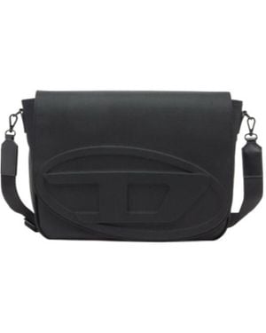 DIESEL 1Dr Messenger Embossed Flap Bag - Black