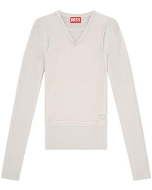 DIESEL Layered Long-Sleeve Knit With Vest Overlay - White
