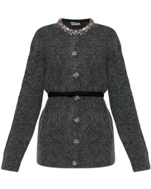 Self-Portrait Crystal-Embellishment Cardigan - Grey