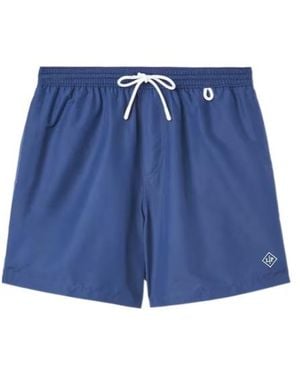 Loro Piana Elastic Waist-Edge Beach Shorts - Blue