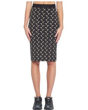 Marine Serre Moon-Print Midi Skirt - Black