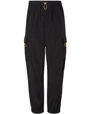 Fendi Ff Embroidered Drawstring Cargo Trousers - Black