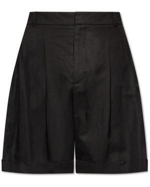 Balmain High Waist Pleated Shorts - Black
