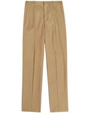 Saint Laurent Straight-Leg Wool Trousers - Natural