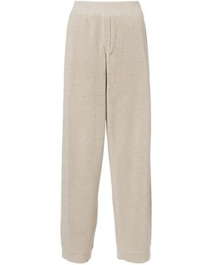 Brunello Cucinelli Knitted Cotton-Blend Wide-Leg Trousers - Natural