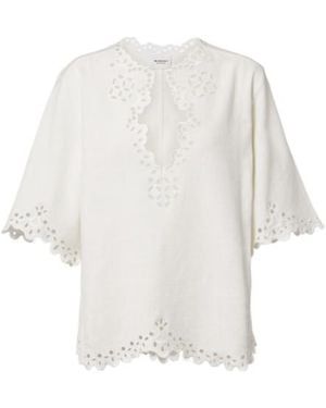 Isabel Marant Embroidered Cotton Top - White