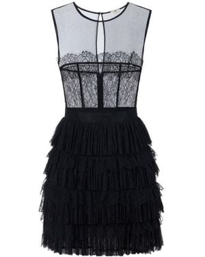 Elisabetta Franchi Floral Lace Mini Dress - Black