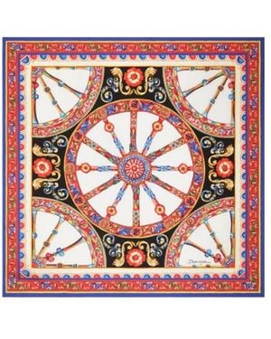 Dolce & Gabbana 70X70 Carretto-Print Silk Twill Scarf - White