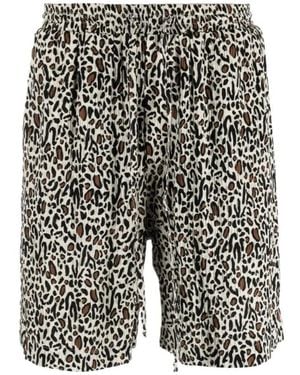 Nanushka Leopard Printed Drawstring Shorts - Black