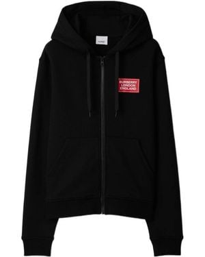 Burberry Hooded Zipper Hoodie - Black