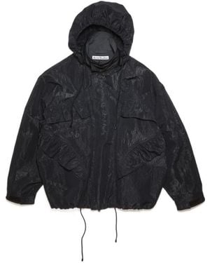 Acne Studios Logo-Embroidered Hooded Jacket - Blue