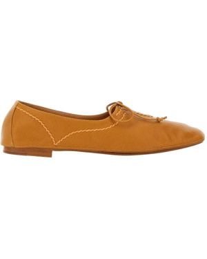 Hereu Artisan Bow Detail Flat Shoes - Brown