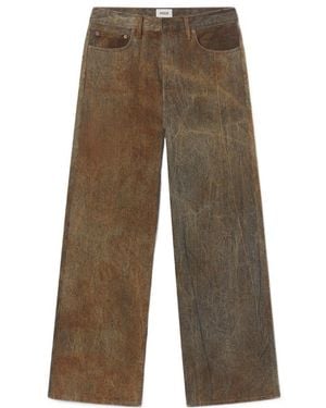 Agolde Distressed Straight-Leg Jeans - Brown