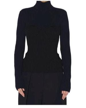 Jean Paul Gaultier Corset Ribbed Jumper - Blue