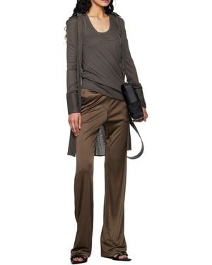 Helmut Lang Satin-Finish Flared Trousers - Brown