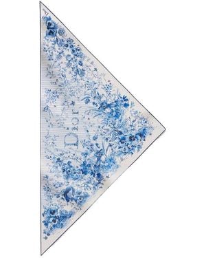 Dior Iviera Toile De Jouy Floral Garden Triangle Scarf - Blue
