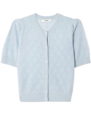 FRAME The Delicate Pointelle-Knit Cashmere Cardigan - Blue