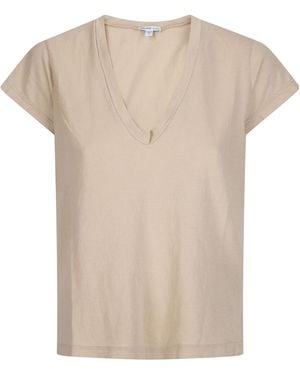 James Perse Deep V-Neck Short-Sleeve T-Shirt - Natural