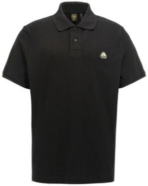 Moose Knuckles Logo Patch Short-Sleeved Polo Shirt - Black