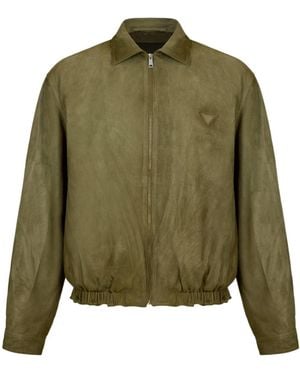 Prada Zippered Leather Jacket - Green