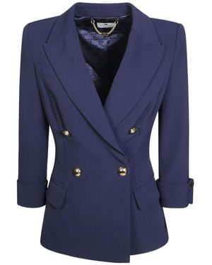 Elisabetta Franchi Double Breasted Tailored Blazer - Blue