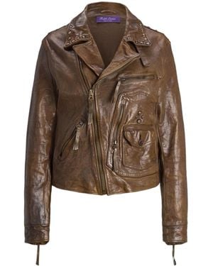 Polo Ralph Lauren Studded Moto Jacket - Brown