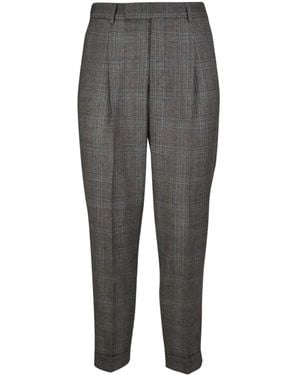 PT01 Pt Torino Pleated Checked Trousers - Grey