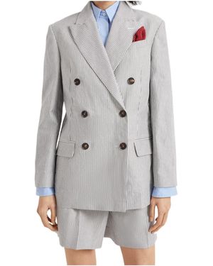 Brunello Cucinelli Striped Twill Blazer - Gray