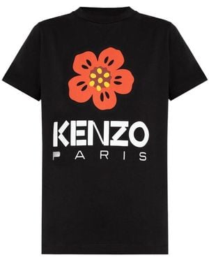 KENZO Logo Printed Crewneck T-Shirt - Black