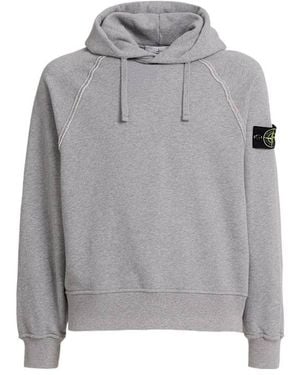 Stone Island Brushed Cotton Sweatshirt Hoodie - Grey