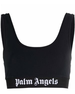 Palm Angels Scoop Neck Cropped Vest Top - Black