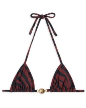 Reina Olga Striped Bikini Top - Purple