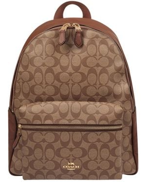 COACH Logo Print Backpack - Brown