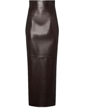 KHAITE Daemon Leather Jacket W/Fur Collar - Brown