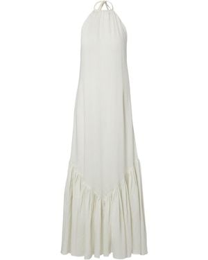 Patou Striped Halterneck Open-Back Maxi Dress - White