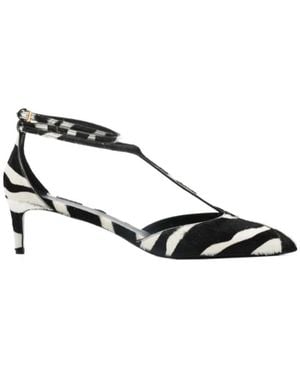 KHAITE Mia Zebra Print T-Strap High Heels - Multicolour