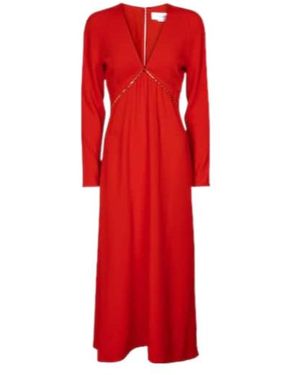 Victoria Beckham Embellished Cady Midi Dress - Red