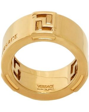 Versace Logo Logo Ring - Metallic