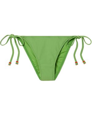 STAUD Sisley Beaded Ribbed Bikini Briefs - Green