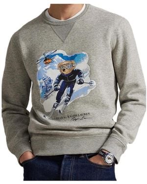 Polo Ralph Lauren Teddy Bear Printed Crewneck Sweatshirt - Gray