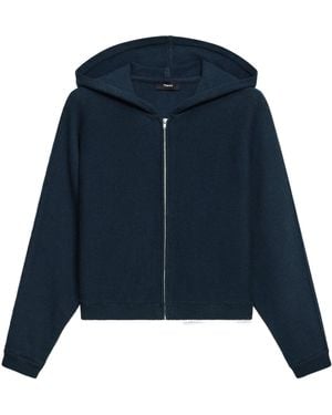 Theory Zip-Up Hooded Knitted Cardigan - Blue