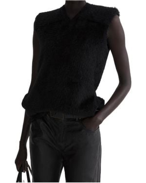 Mugler Brushed-Knit Sleeveless Top - Black