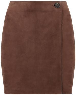 Yves Salomon Suede Wrap Skirt - Brown