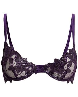 Fleur du Mal Lily Embroidery Underwired Demi Bra - Purple