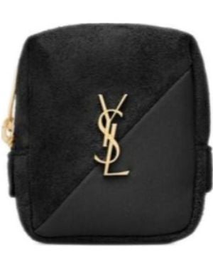 Saint Laurent Jamie Suede And Sheepskin Cube Pendant - Black