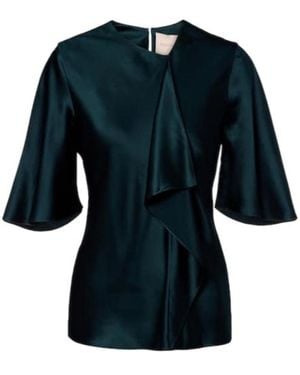 ROKSANDA Naiara Draped Silk Satin Top - Blue