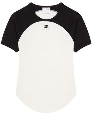 Courreges Courrèges Logo Embroidered Crewneck T-Shirt - Black